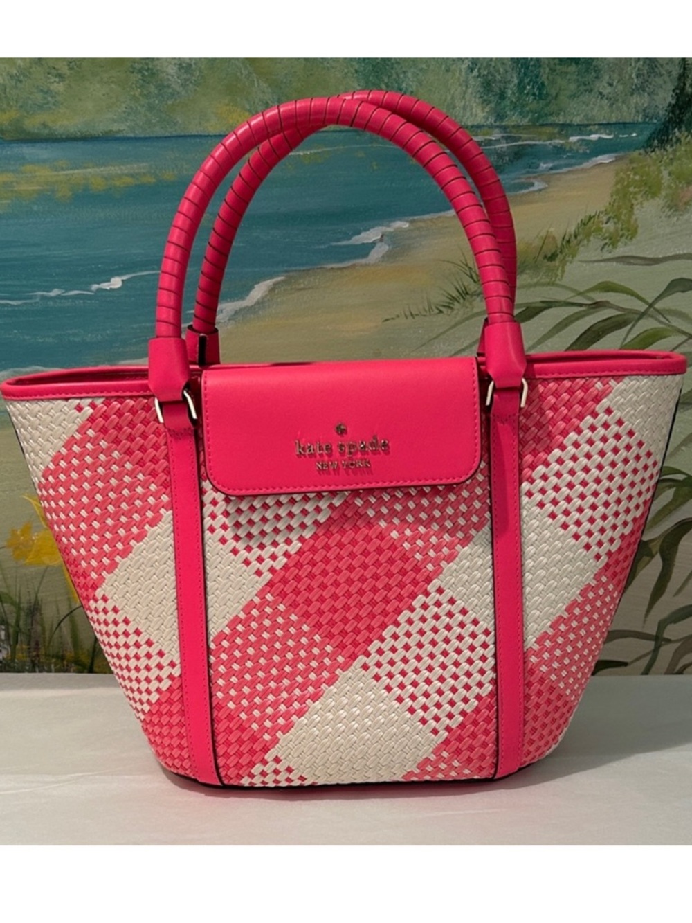 Kate Spade New York Wild Rose Cruise Gingham Wovan Plaid Tote